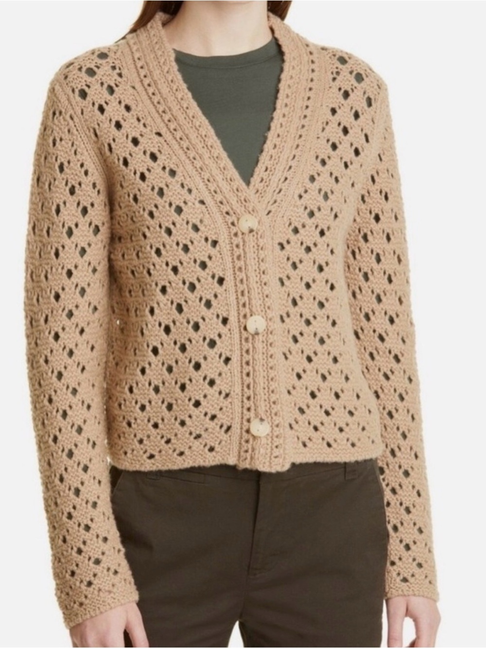 VINCE Crochet Wool Cashmere Blend Cardigan